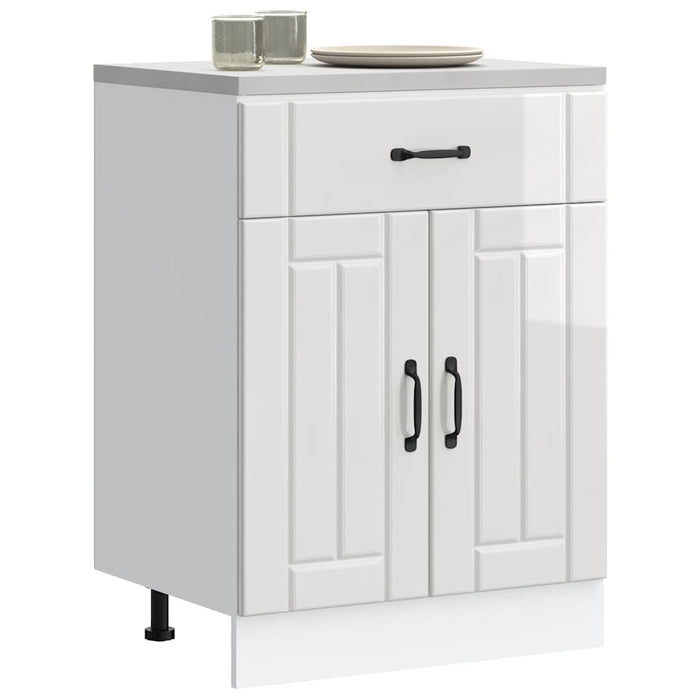Kitchen Base Cabinet Lucca Glossy Look White Engineered Wood Nptixk
