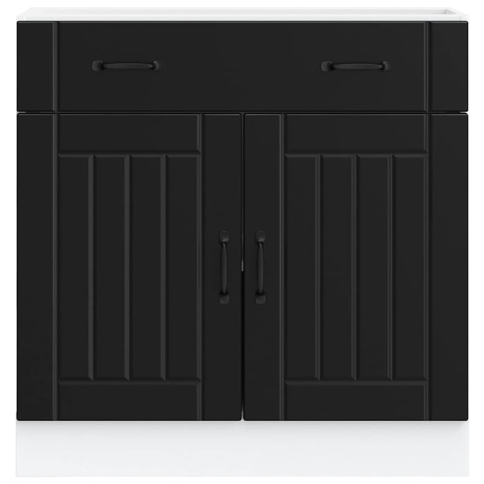 Kitchen Base Cabinet Lucca Black Engineered Wood Nptitn