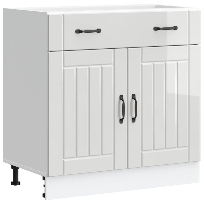 Kitchen Base Cabinet Lucca Glossy Look White Engineered Wood Nptitk