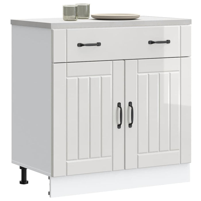 Kitchen Base Cabinet Lucca Glossy Look White Engineered Wood Nptitk