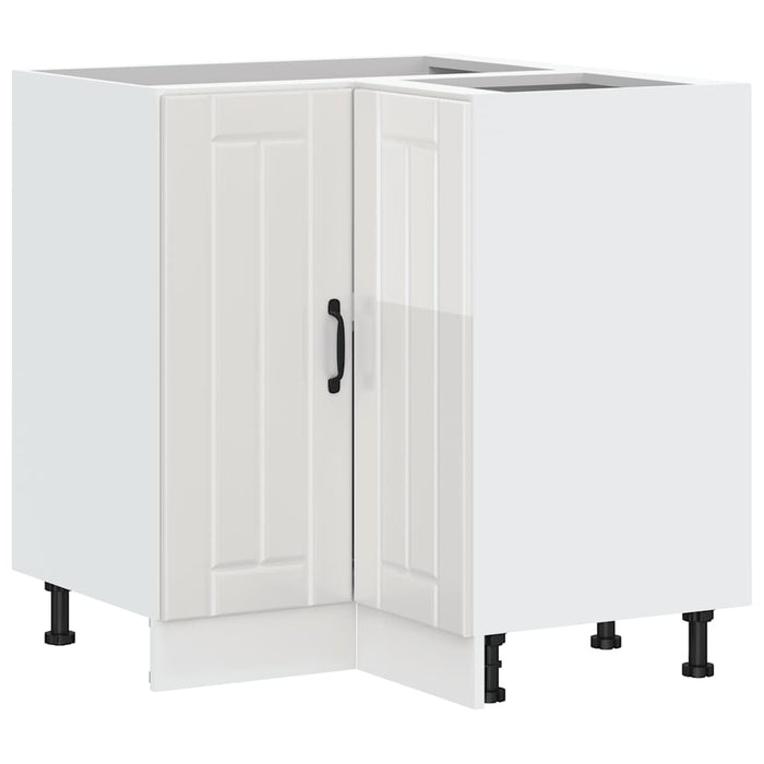 Kitchen Corner Base Cabinet Lucca Glossy Look White Engineered Wood Nptiak