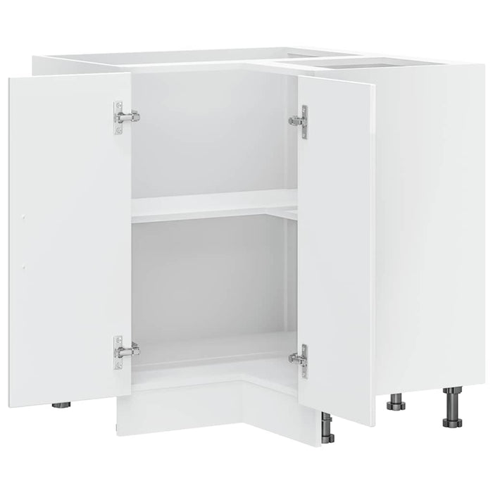 Kitchen Corner Base Cabinet Lucca Glossy Look White Engineered Wood Nptiak