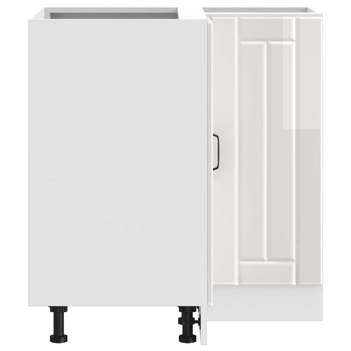 Kitchen Corner Base Cabinet Lucca Glossy Look White Engineered Wood Nptiak