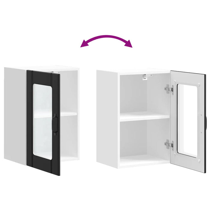 Kitchen Wall Cabinet With Glass Door Lucca Black Nptiln