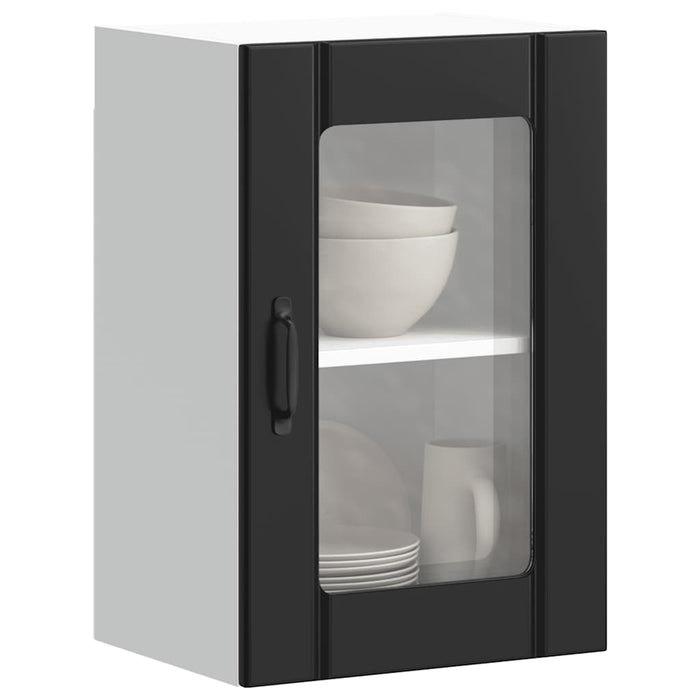 Kitchen Wall Cabinet With Glass Door Lucca Black Nptiln