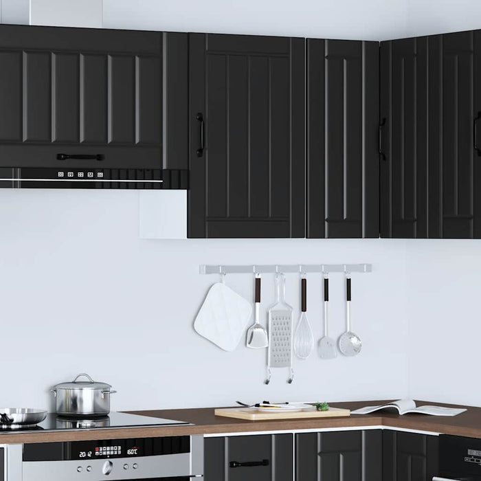 Kitchen Wall Cabinet Lucca Black Engineered Wood Nptinn
