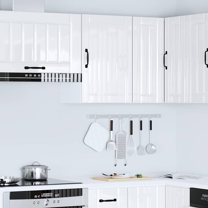 Kitchen Wall Cabinet Lucca Glossy Look White Engineered Wood Nptink