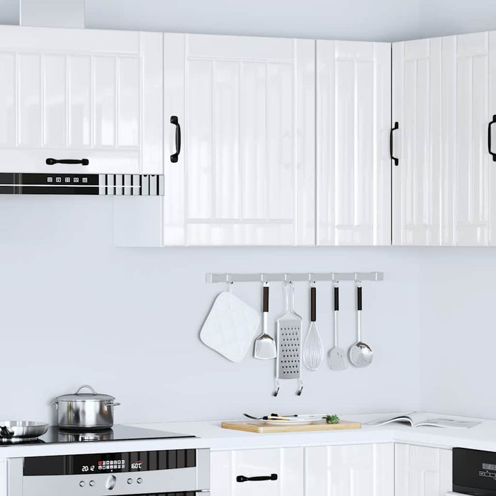 Kitchen Wall Cabinet Lucca Glossy Look White Engineered Wood Nptnbo