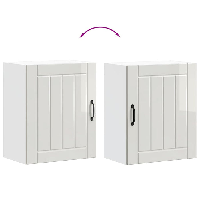 Kitchen Wall Cabinet Lucca Glossy Look White Engineered Wood Nptnbo