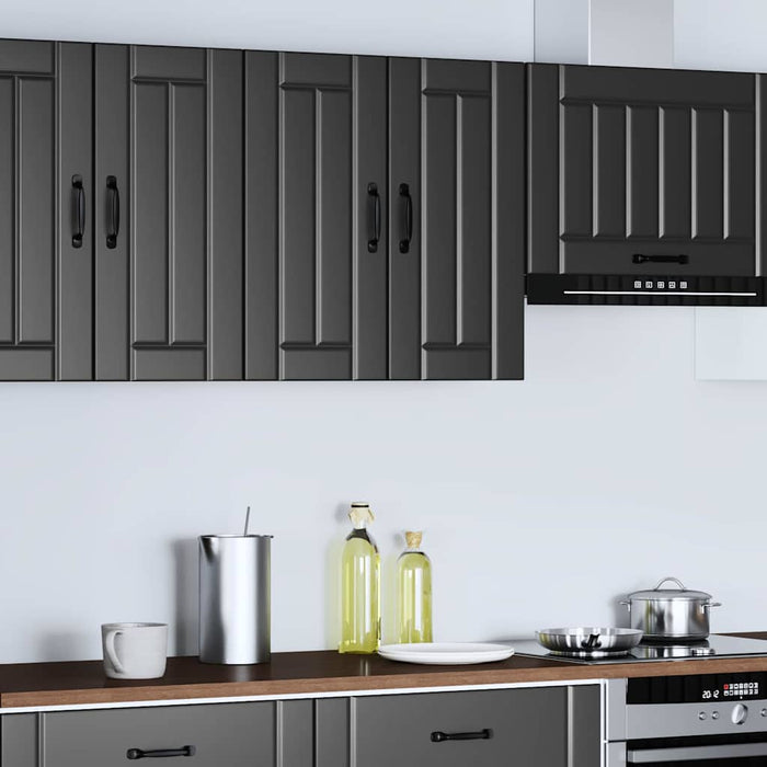 Kitchen Wall Cabinet Lucca Black Engineered Wood Nptnon