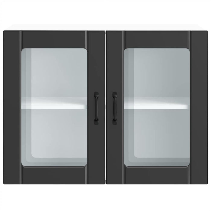 Kitchen Wall Cabinet With Glass Door Lucca Black Engineered Wood Nptnan