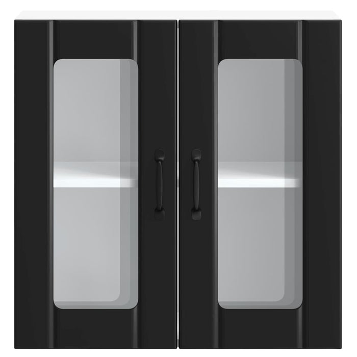 Kitchen Wall Cabinet With Glass Door Lucca Black Engineered Wood Nptkbn