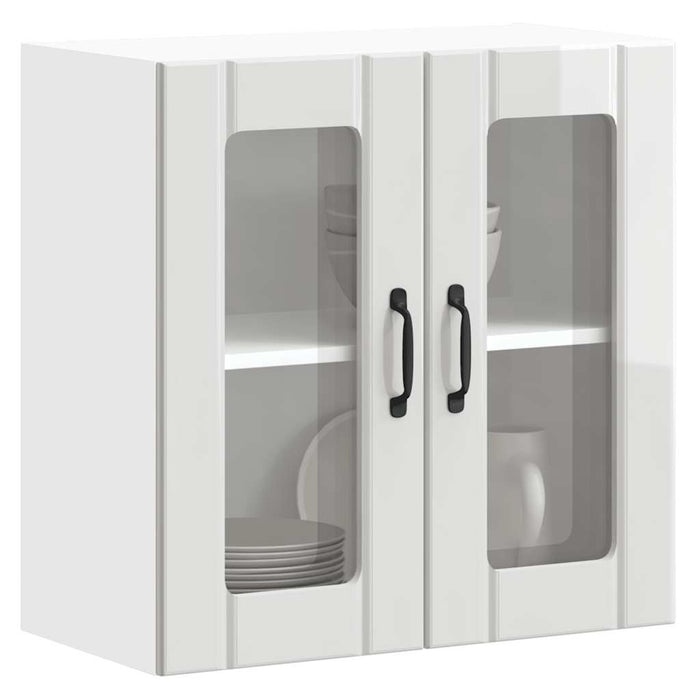 Kitchen Wall Cabinet With Glass Door Lucca Glossy Look White Engineered Wood Nptkbk