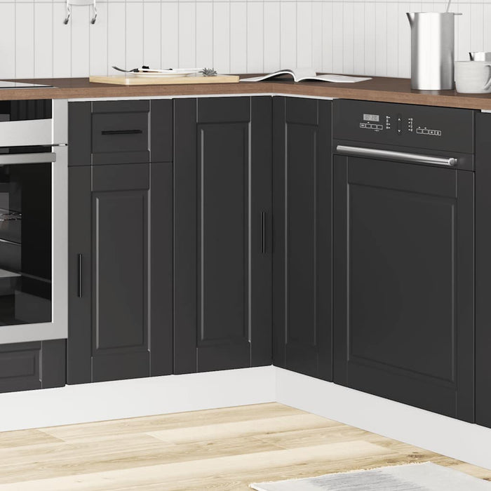Kitchen Corner Base Cabinet Porto Black Engineered Wood Nptknn
