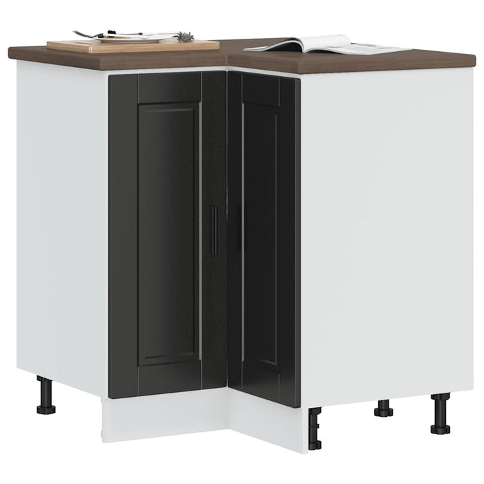 Kitchen Corner Base Cabinet Porto Black Engineered Wood Nptknn