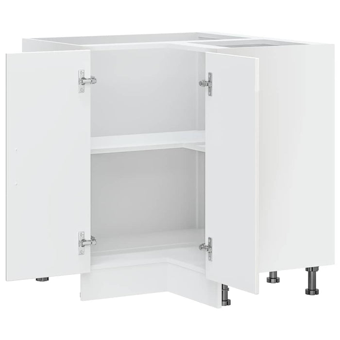 Kitchen Corner Base Cabinet Porto Glossy Look White Engineered Wood Nptknk