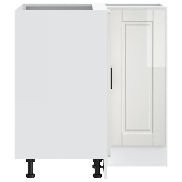 Kitchen Corner Base Cabinet Porto Glossy Look White Engineered Wood Nptknk