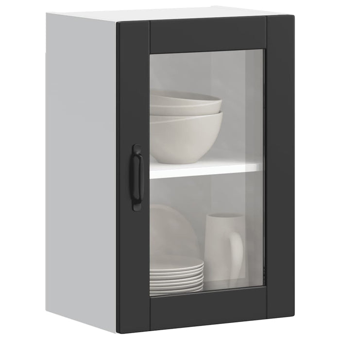 Kitchen Wall Cabinet With Glass Door Porto Black Npabbn