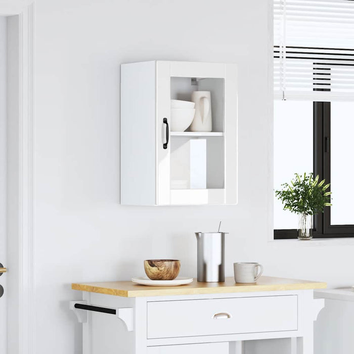 Kitchen Wall Cabinet With Glass Door Porto Glossy Look White Npabbk