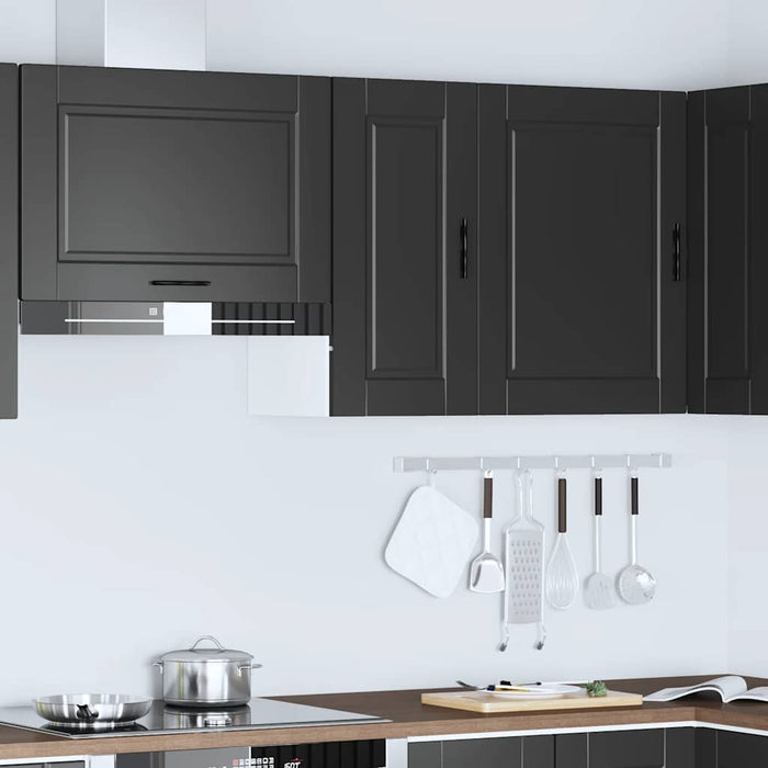 Kitchen Wall Cabinet Porto Black Engineered Wood Npabon