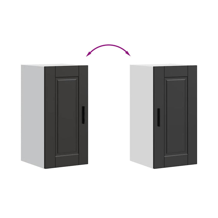 Kitchen Wall Cabinet Porto Black Engineered Wood Npabon