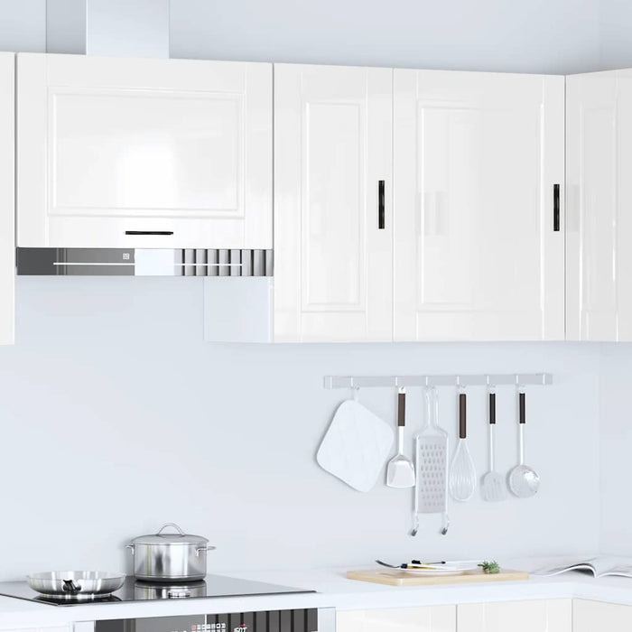 Kitchen Wall Cabinet Porto Glossy Look White Engineered Wood Npabok