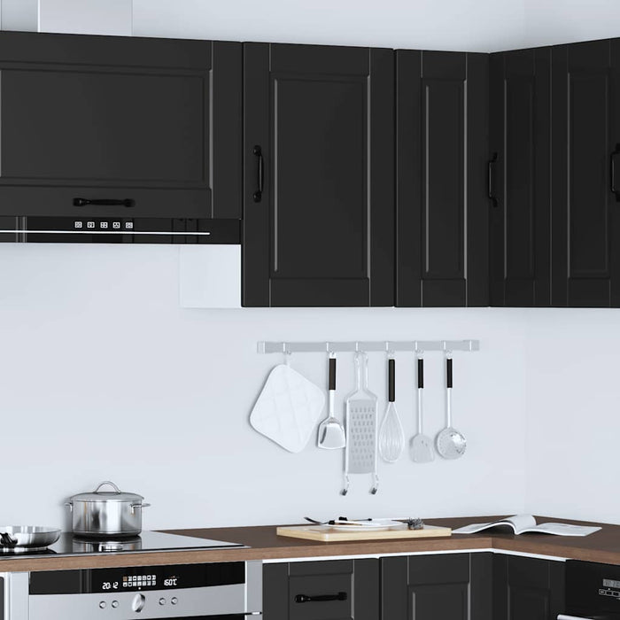 Kitchen Wall Cabinet Porto Black Engineered Wood Npabxn