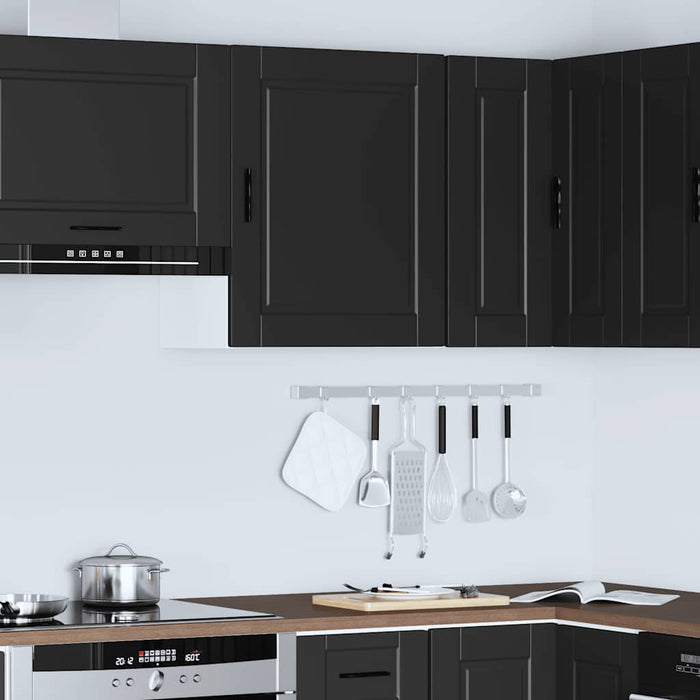 Kitchen Wall Cabinet Porto Black Engineered Wood Npabtk