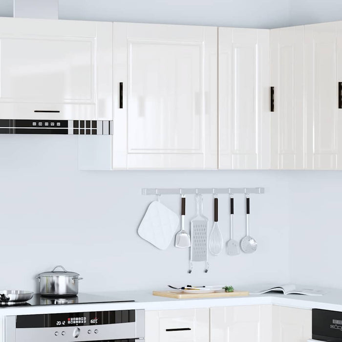 Kitchen Wall Cabinet Porto Glossy Look White Engineered Wood Npabao