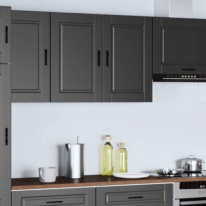 Kitchen Wall Cabinet Porto Black Engineered Wood Npabln