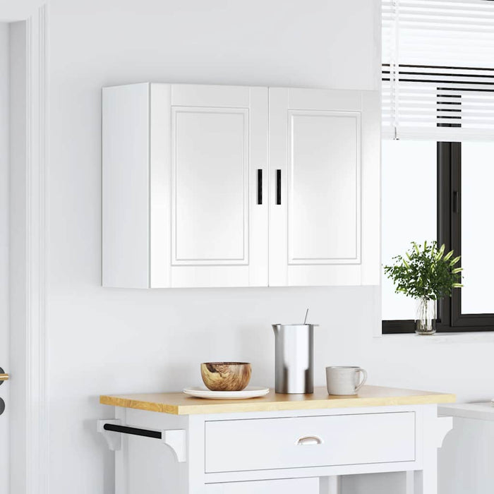 Kitchen Wall Cabinet Porto Glossy Look White Engineered Wood Npablk