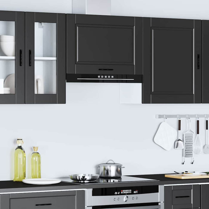 Kitchen Wall Cabinet Porto Black Engineered Wood Npabin