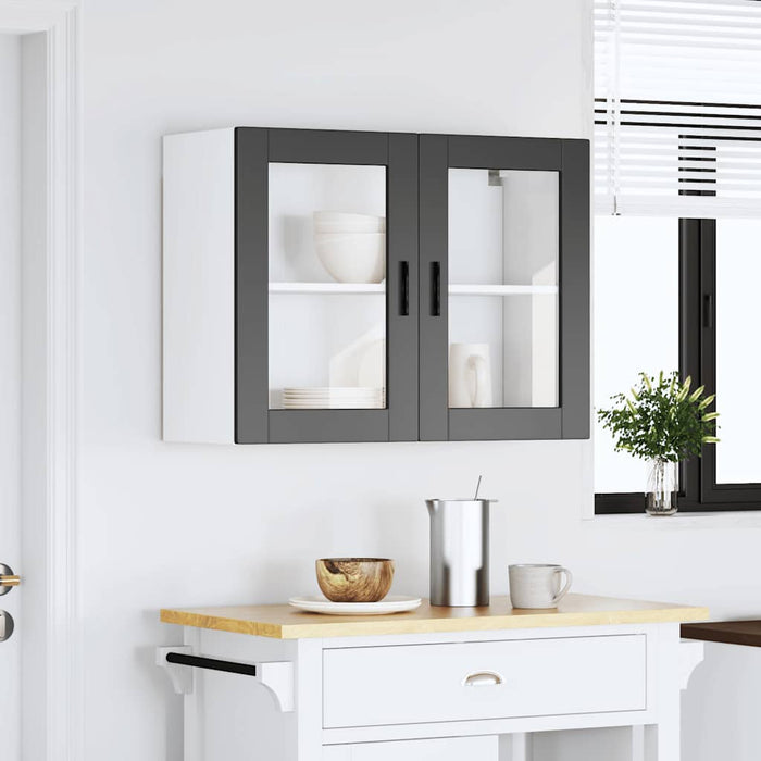 Kitchen Wall Cabinet With Glass Door Porto Black Npabnn