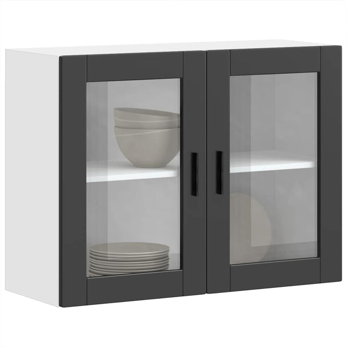 Kitchen Wall Cabinet With Glass Door Porto Black Npabnn