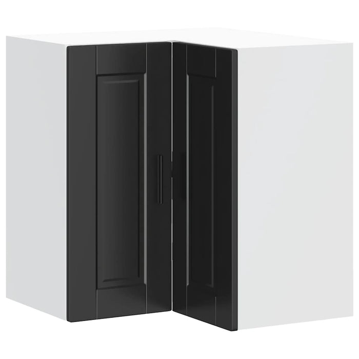 Kitchen Wall Corner Cabinet Porto Black Engineered Wood Npabkn