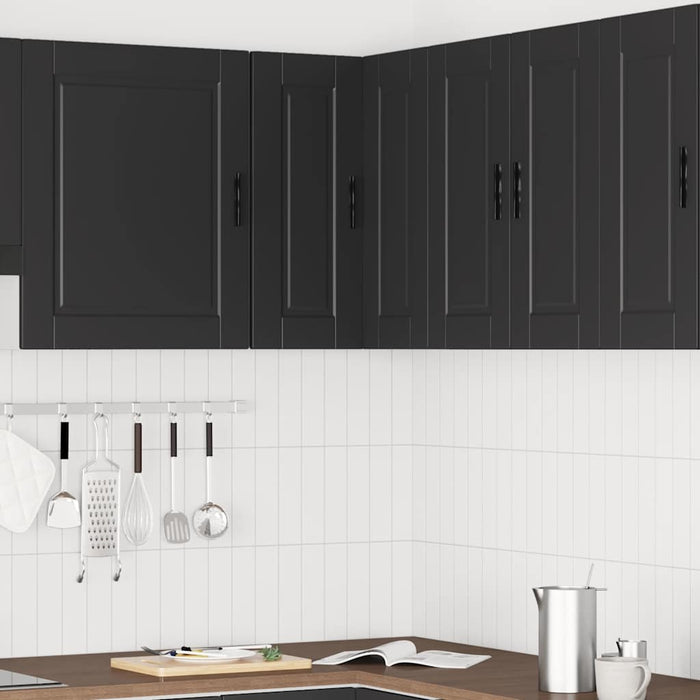 Kitchen Wall Corner Cabinet Porto Black Engineered Wood Npabkn