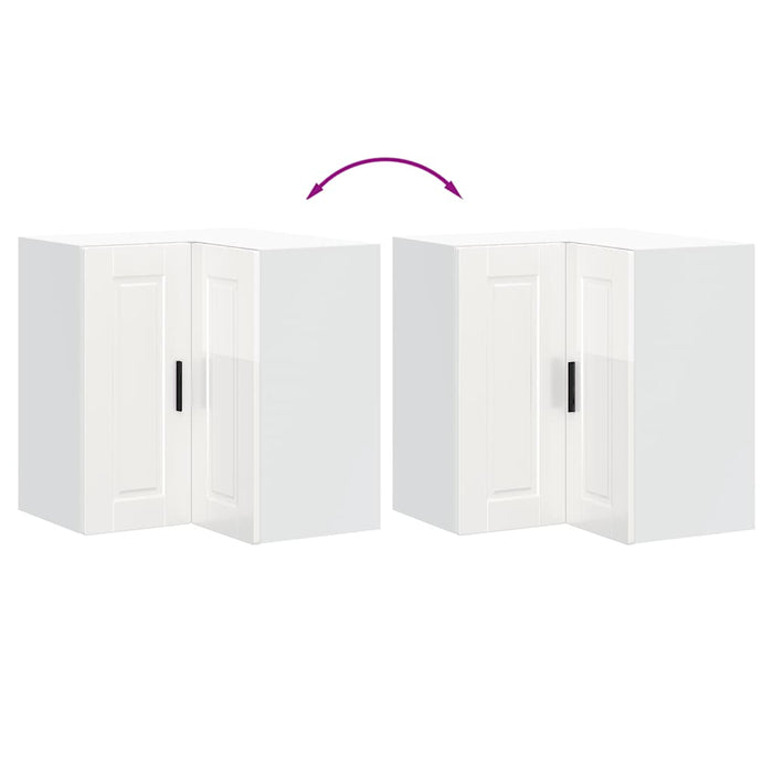 Kitchen Wall Corner Cabinet Porto Glossy Look White Engineered Wood Npabkk