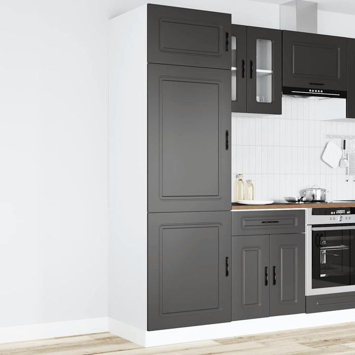 Kitchen Cupboard Porto Black Engineered Wood Npaobn