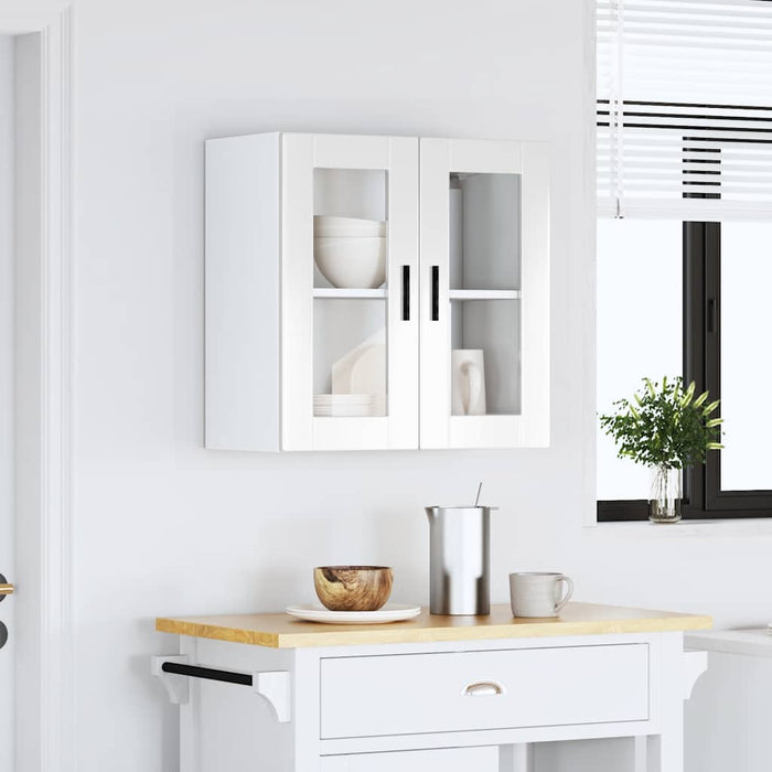 Kitchen Wall Cabinet With Glass Door Porto Glossy Look White Npaoak