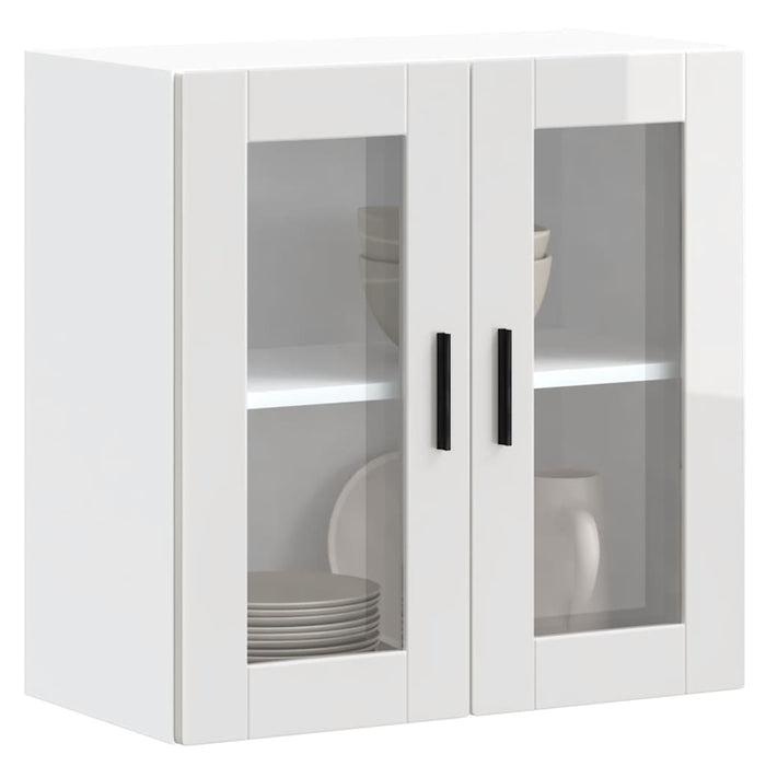 Kitchen Wall Cabinet With Glass Door Porto Glossy Look White Npaoak