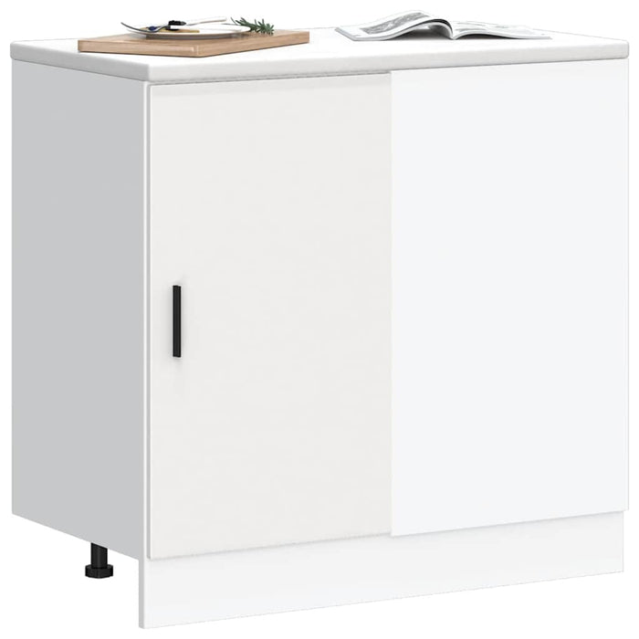 Kitchen Base Cabinet Lyon White Engineered Wood Npaxnk