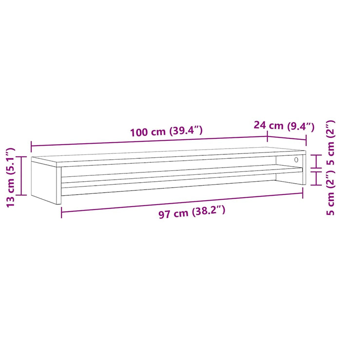 Monitor Stand Artisan Oak 100X24X13 Cm Engineered Wood Nppnxp