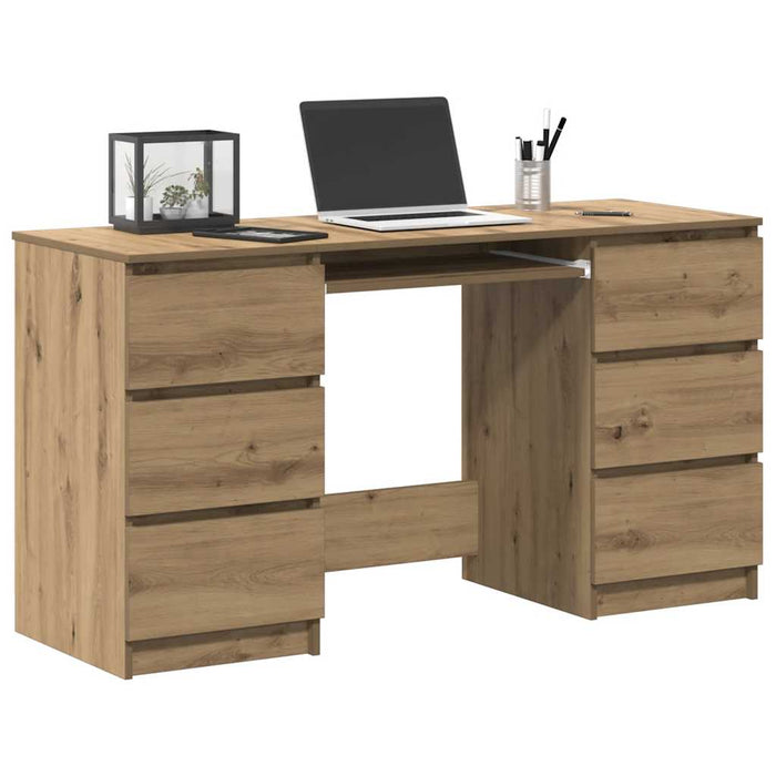Writing Desk Artisan Oak 140X50X77 Cm Engineered Wood Nppklo