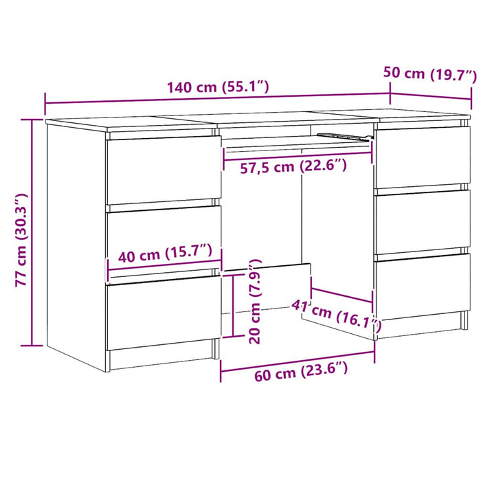 Writing Desk Artisan Oak 140X50X77 Cm Engineered Wood Nppklo