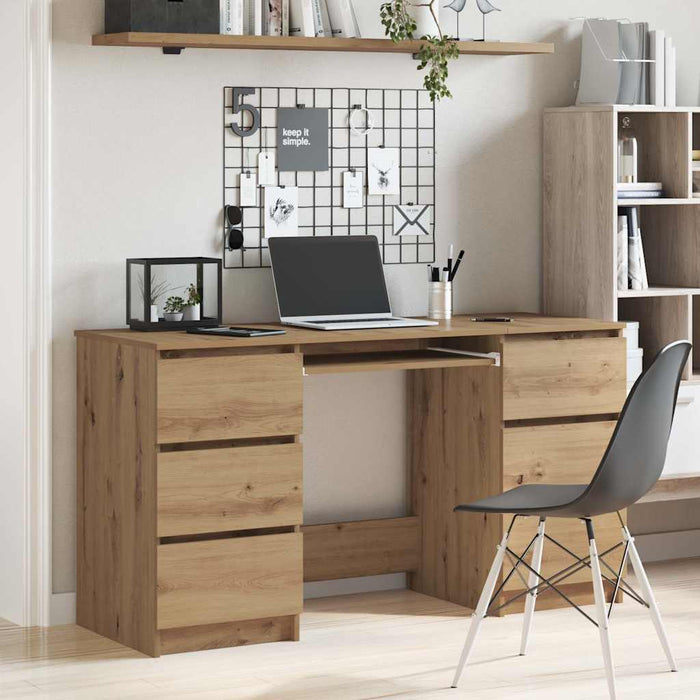 Writing Desk Artisan Oak 140X50X77 Cm Engineered Wood Nppklo