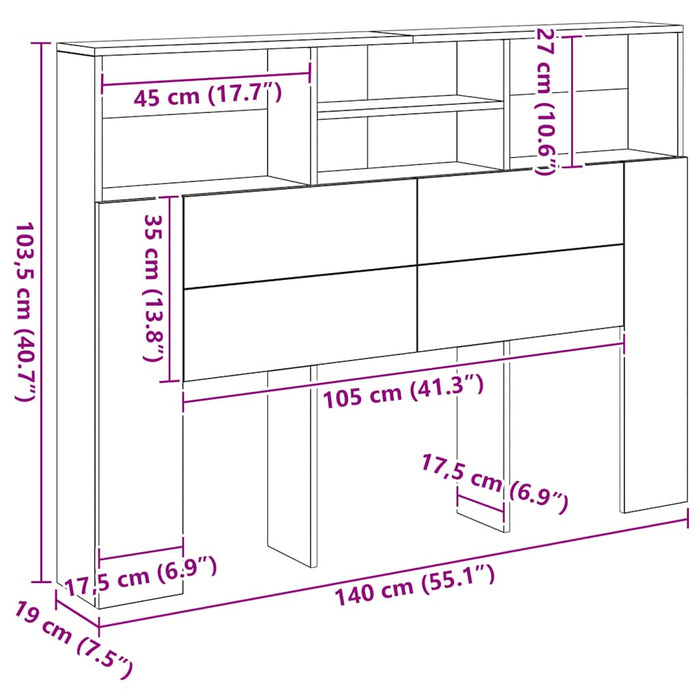 Double Size Headboard Cabinet Artisan Oak 140X19X103.5 Cm Nplnlk