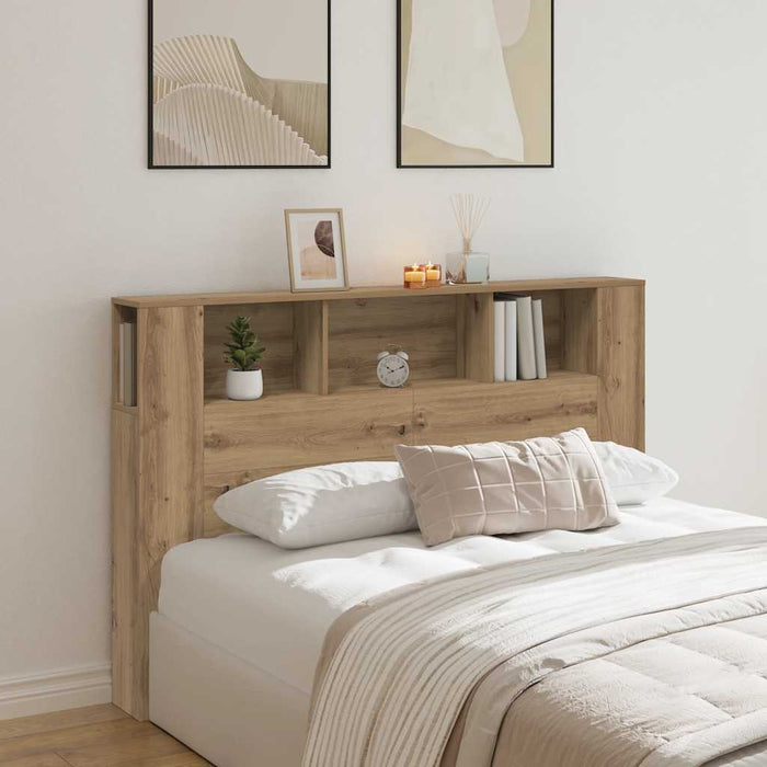 Queen Size Headboard Cabinet Artisan Oak 160X18.5X103.5 Cm Engineered Wood Nplnnt