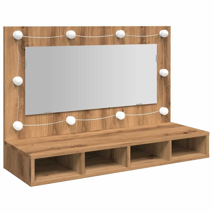 Mirror Cabinet With Led Artisan Oak 90X31.5X62 Cm Npibbl