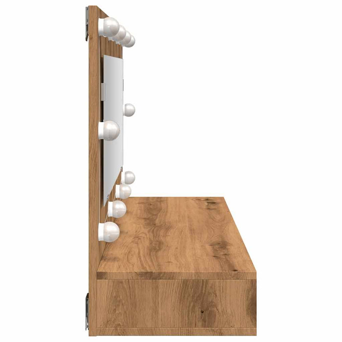 Mirror Cabinet With Led Artisan Oak 90X31.5X62 Cm Npibbl