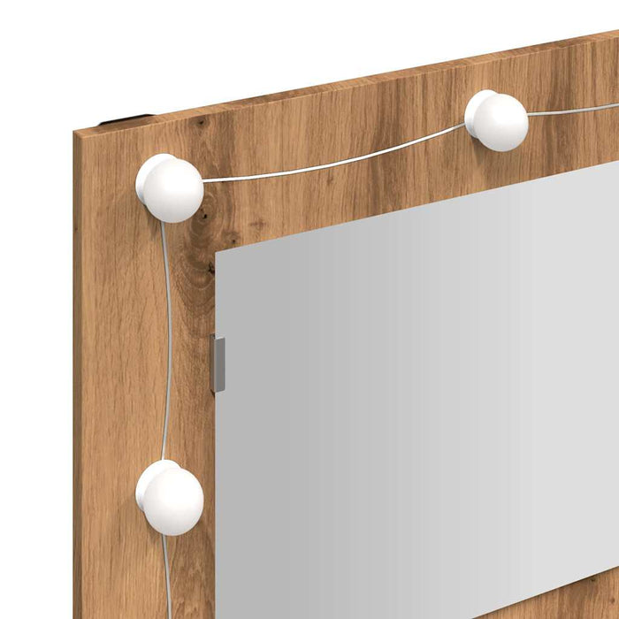 Mirror Cabinet With Led Artisan Oak 90X31.5X62 Cm Npibbl